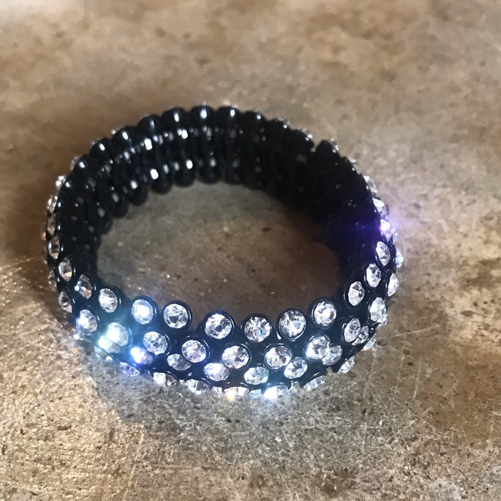 J. Crew Gunmetal Crystal Diamond Stretch Bracelet